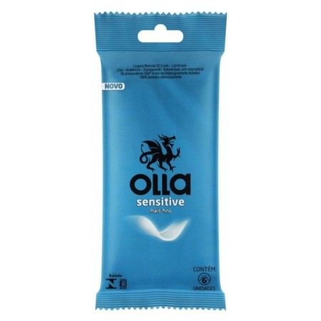 PRESERVATIVO MASCULINO LUBRIFICADO SENSITIVE OLLA COM 6 UNIDADES