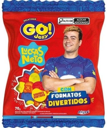 BALA RICLAN GELATINA GO JELLY LUCCAS NETO SABORES SORTIDOS 70GR