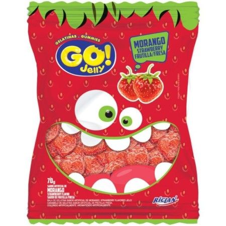 BALA RICLAN GELATINA GO JELLY MORANGO 70GR