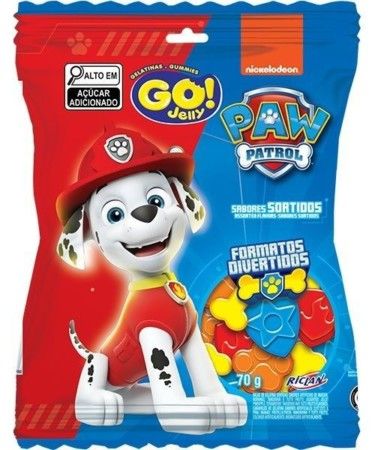 BALA RICLAN GELATINA GO JELLY PATRULHA CANINA SORTIDA 70GR