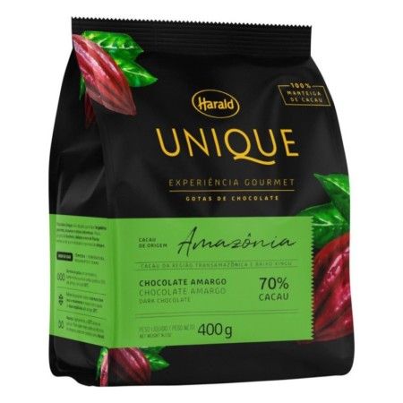 CHOCOLATE GOTAS UNIQUE AMARGO 70% CACAU HARALD 400GR