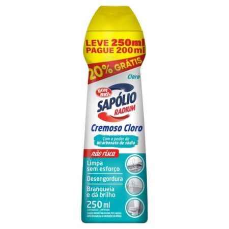 SAPOLIO RADIUM LIQUIDO CLORO LEVE 250ML PAGUE 200ML, CX  C/12