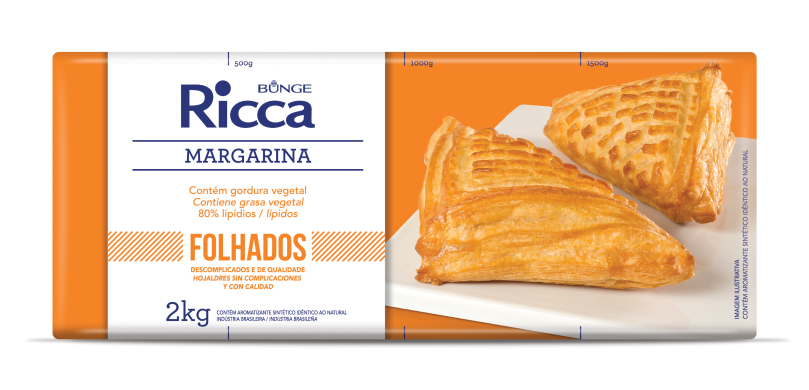 MARGARINA RICCA FOLHADOS BLOCO 2KG - Tozzo Alimentos Ltda