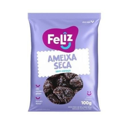 AMEIXA SECA SEM CAROCO FELIZ SACHE 100GR, CX  C/18