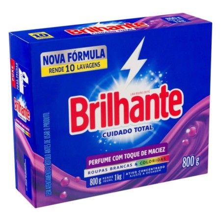 DETERGENTE PÓ BRILHANTE CUIDADO TOTAL 800GR, CX  C/20