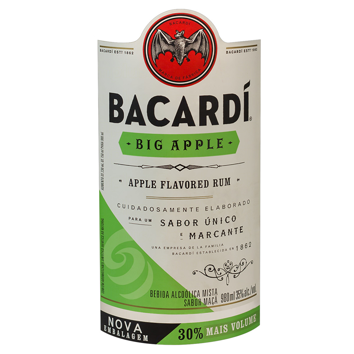 RUM BACARDI MACA VERDE BIG APPLE 980ML Tozzo Alimentos Ltda