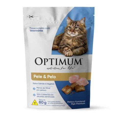 OPTIMUM CAT PELE E PELO SALMÃO E VEGETAIS 80GR, KIT 3 UN