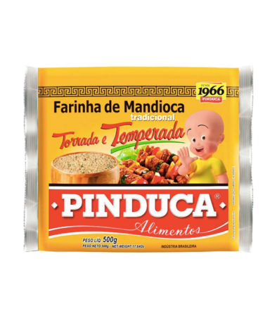 FARINHA DE MANDIOCA PINDUCA TORRADA E TEMPERADA 500GR, CX C/12