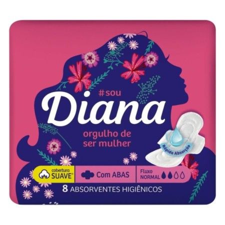 ABSORVENTE COM ABAS DIANA C/8 UNID, KIT 10 PT