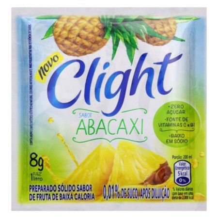 REFRESCO EM PÓ ABACAXI ZERO AÇÚCAR CLIGHT PACOTE 8G, KIT 15 UN