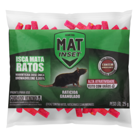 INSETICIDA MAT-INSET ISCA RATICIDA GRANULADO 25G, KIT 24 UN