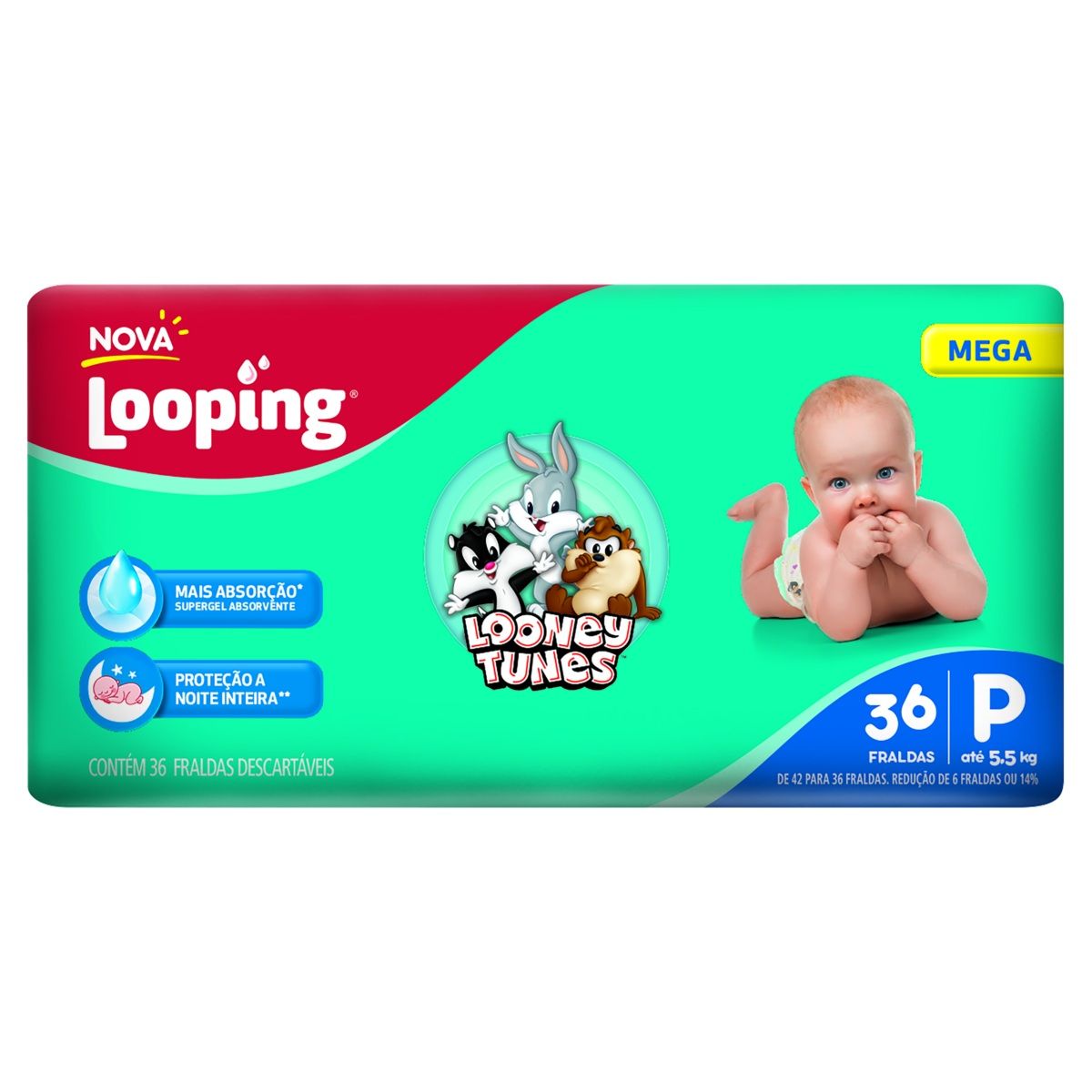 FRALDA DESCARTÁVEL INFANTIL LOOPING P MEGAPACOTE 36 UNIDADES - Tozzo ...