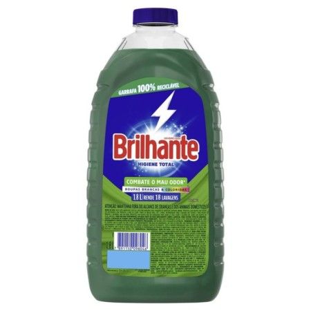 DETERGENTE LIQUIDO BRILHANTE LAVA ROUPAS HIGIENE TOTAL 1.8LT, CX  C/6