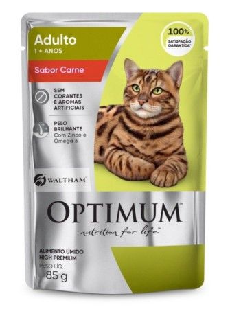OPTIMUM CAT SACHÊ ADULTO CARNE 85GR, KIT 6 UN