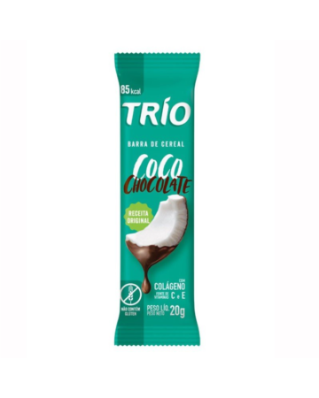 BARRA CEREAL TRIO TRADICIONAL COCO COM CHOCOLATE 20GR, KIT 12 UN