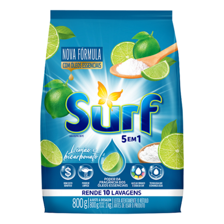 DETERGENTE EM PÓ SURF LIMÃO E BICARBONATO 800G, FR  C/16