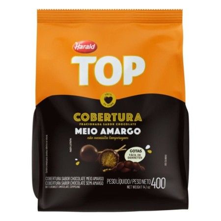 COBERTURA GOTAS TOP HARALD CHOCOLATE MEIO AMARGO 400GR