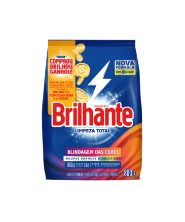 DETERGENTE EM PÓ BRILHANTE LIMPEZA TOTAL 800G, FR  C/16