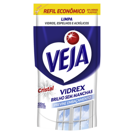 LIMPA VIDRO VIDREX SACHE VEJA 400ML, KIT 3 UN