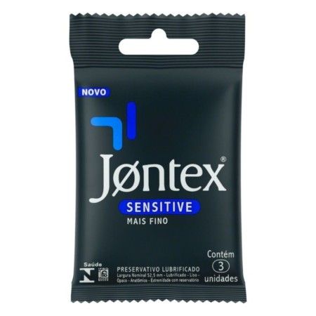 PRESERVATIVO MASCULINO LUBRIFICADO SENSITIVE JONTEX COM 3 UNIDADES