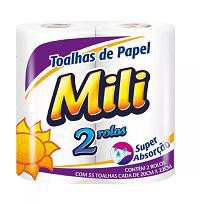 TOALHA PAPEL MILI BRANCA C/55FLS C/2, PCT  C/12