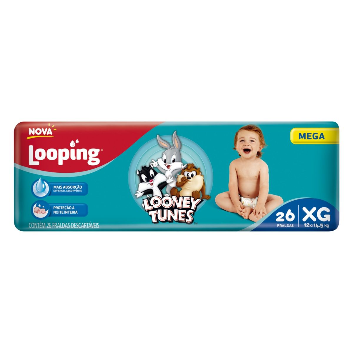 FRALDA DESCARTÁVEL INFANTIL LOOPING XG MEGAPACOTE 26 UNIDADE - Tozzo ...