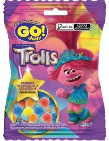 BALA RICLAN GELATINA GO JELLY TROLLS SORTIDO 70GR