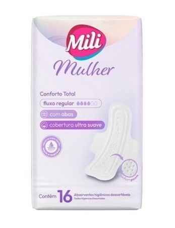 ABSORVENTE MILI MULHER CONFORTO TOTAL C/16, KIT 3 PT