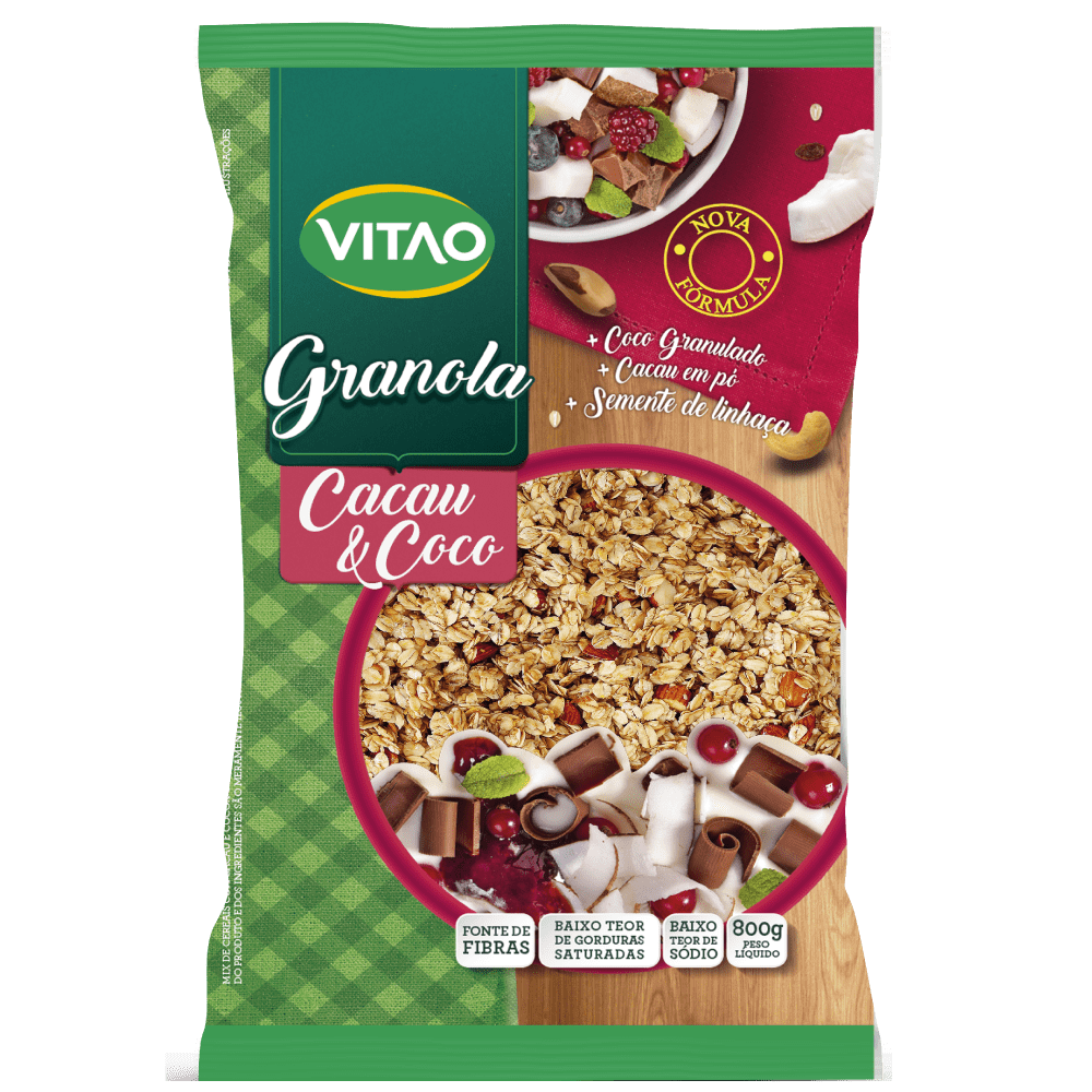 GRANOLA VITAO TRADICIONAL CACAU E COCO 800G, CX C/2 Tozzo Alimentos Ltda