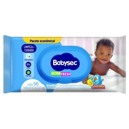 TOALHA UMEDECIDA GALINHA PINTADINHA BABYSEC ULTRAFRESH 96 FOLHAS, CX  C/12