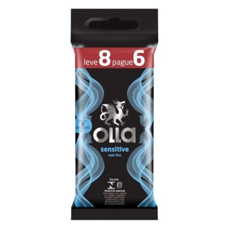 PRESERVATIVO MASCULINO LUBRIFICADO SENSITIVE OLLA LEVE 8 PAGUE 6 UNIDADES