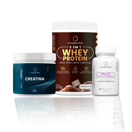 Kit 1 Multi + 1 Whey Isolado Chocolate Belga + 1 Creatina Complete Bari