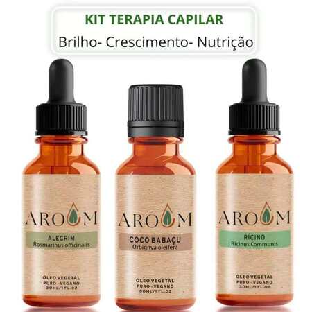 Kit Óleos Terapia Capilar  - Alecrim , Coco e Castor (Rícino ) - 30 Ml Cada