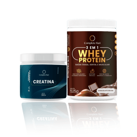 Kit 1 Whey Isolado Chocolate Belga  + 1 Creatina Complete Bari