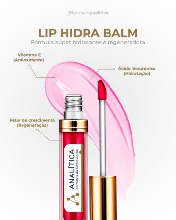 LIP HIDRA BALM | Ácido Hialurônico 3% | Gloss super hidratante | Sabor morango