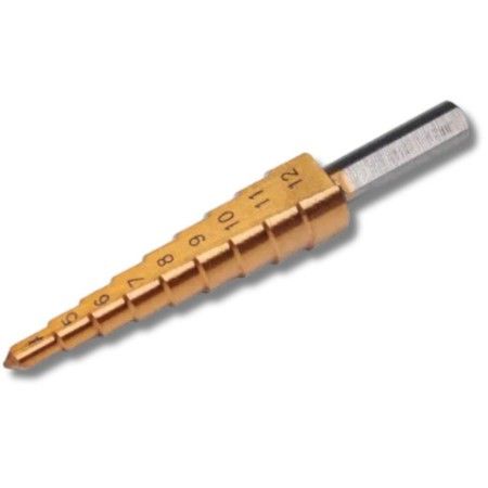 Broca Escalonada 9 Etapas 4mm A 12mm Revestido de Titânio