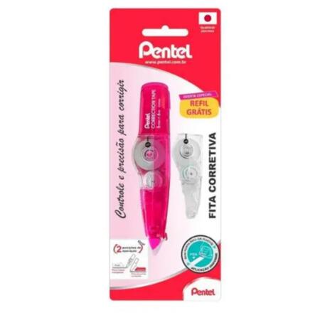 FITA CORRETIVA  PENTEL ROSA + REFIL GRATIS