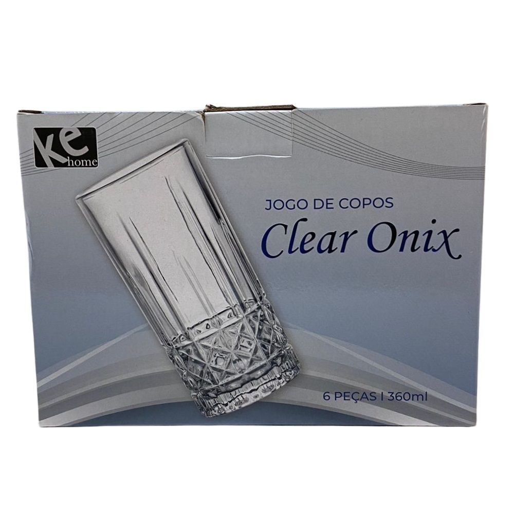 Jogo de Copos 6 Peças Clear Onix 360ml - Kehome