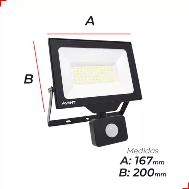 REFLETOR LED AVANT 50W C/SENSOR PRESENÇA 6500K BIV.