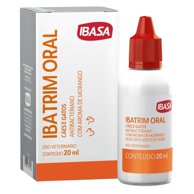 Ibatrim Ibasa 20ml - Antibacteriano Oral para Cães e Gatos