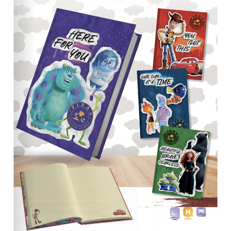 CADERNO BROCHURA COLEGIAL PIXAR A 160 FOLHAS DECORADAS  ANIMATIVA