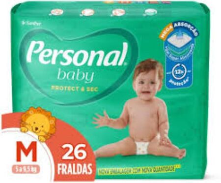 FRALDA PERSONAL BABY PROCTECT & SEC JUMBO TAMANHO M 5 A 9,5KG - 26 FRALDAS