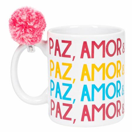 CANECA CILINDRICA 330ML COM POMPOM - LOVE CANECAS PAZ