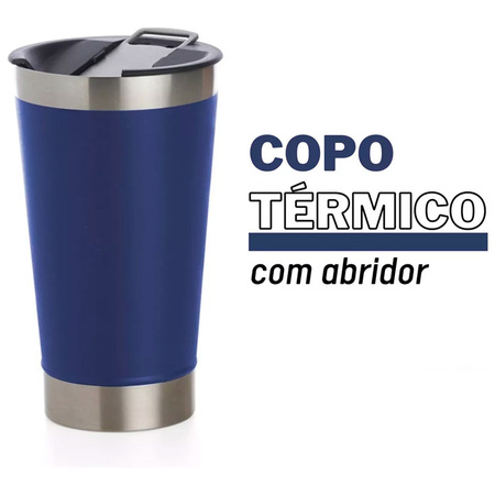 COPO TÉRMICO 502ML TAMPA/ABRIDOR DE CERVEJA AÇO INOX PREMIUM