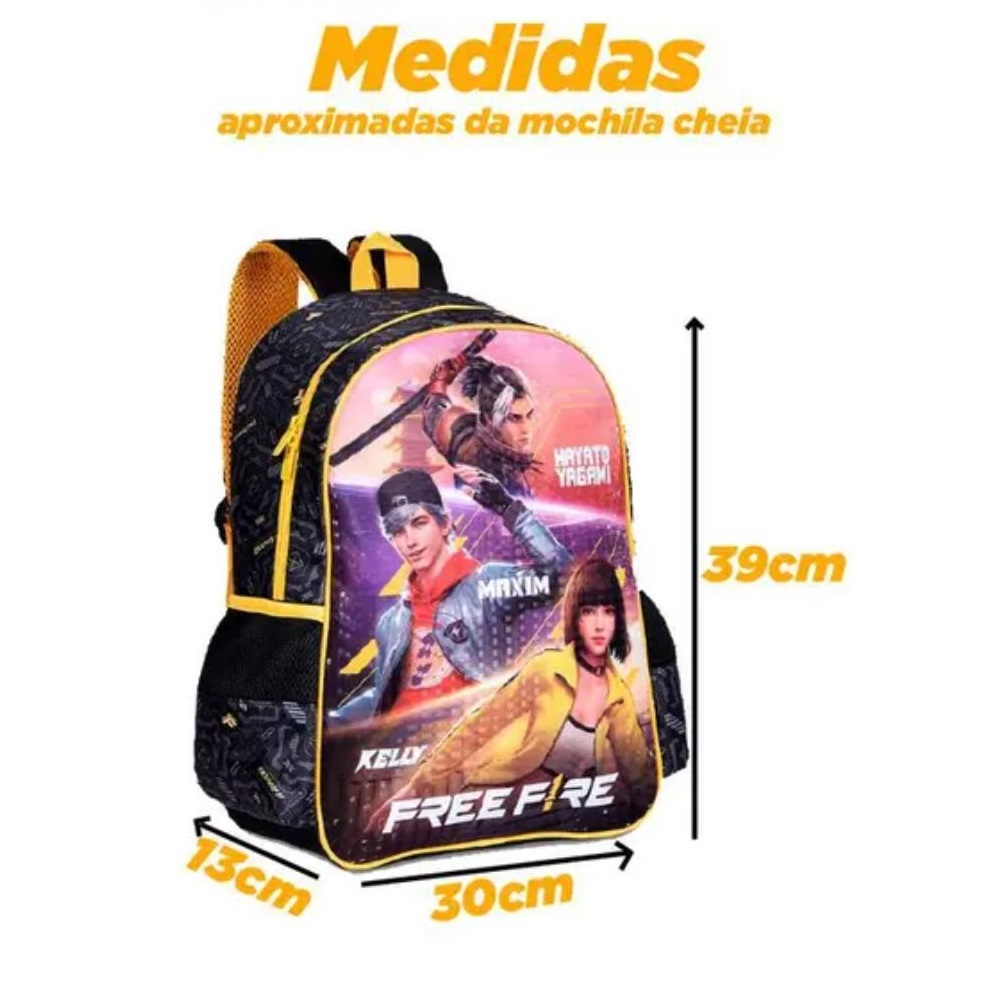 Mochila Costas Free Fire Infantil- Clio