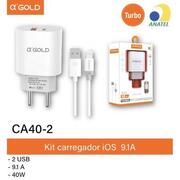 CARREGADOR IOS IPHONE IPAD TURBO 2USB 9.1A 40W AGOLD CA40-2 IOS