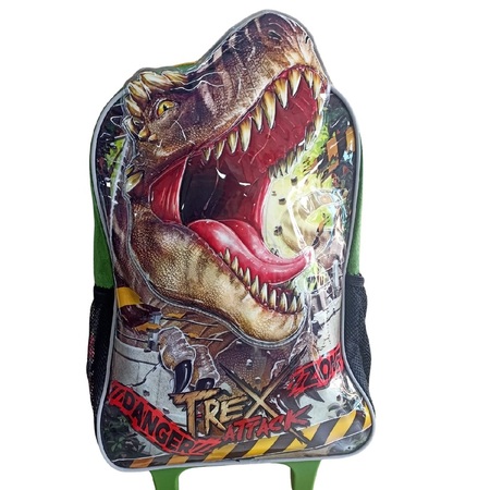 Kit Mochila De Rodinha + Estojo e Lancheira T-rex Attack- Clio Style