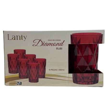 Jogo de Copos 6 Peças Diamond Rubi 350ml - Kehome