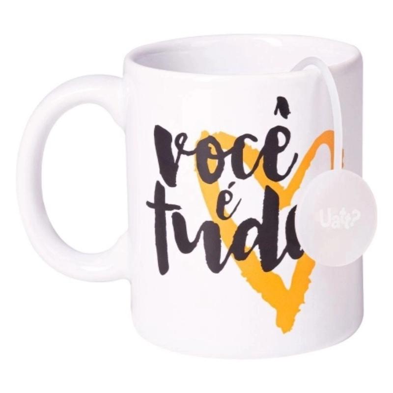 CANECA CILINDRICA 330ML COM INFUSOR DE SILICONE - LOVE CANECAS VOCE E TUDO