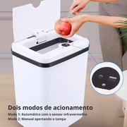 LIXEIRA INTELIGENTE 15L SENSOR ABRE AUTOMATICO RECARREGAVEL